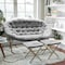 Flash Furniture Eleanor 56-in Portable Folding Double Saucer Chair w/2 Folding Ottomans Gray Faux Fur w/Gold Frame FV-FDS-001-2FR-GY-SGD-GG - alternate 4